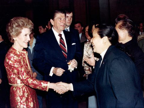 Reagan Attends Reception in Shanghai