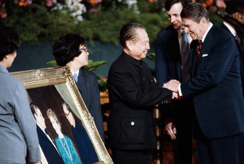 Reagan and Wang meet in Shanghai